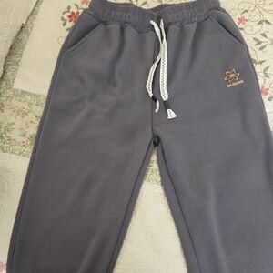 Dark Gray Sweatpants with White Drawstring